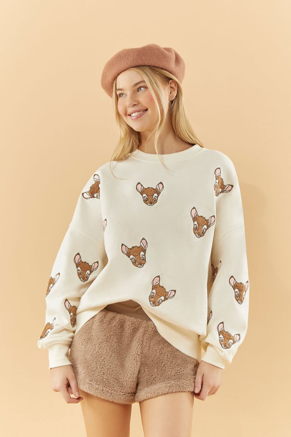 forever 21 Disney Embroidered Bambi Pullover