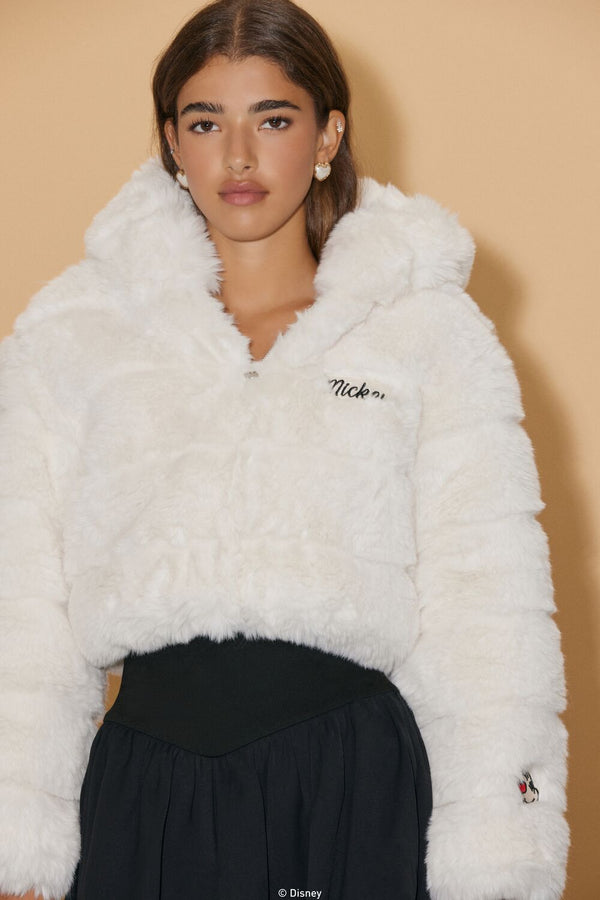 Forever 21 Disney Mickey Mouse Faux Fur Jacket