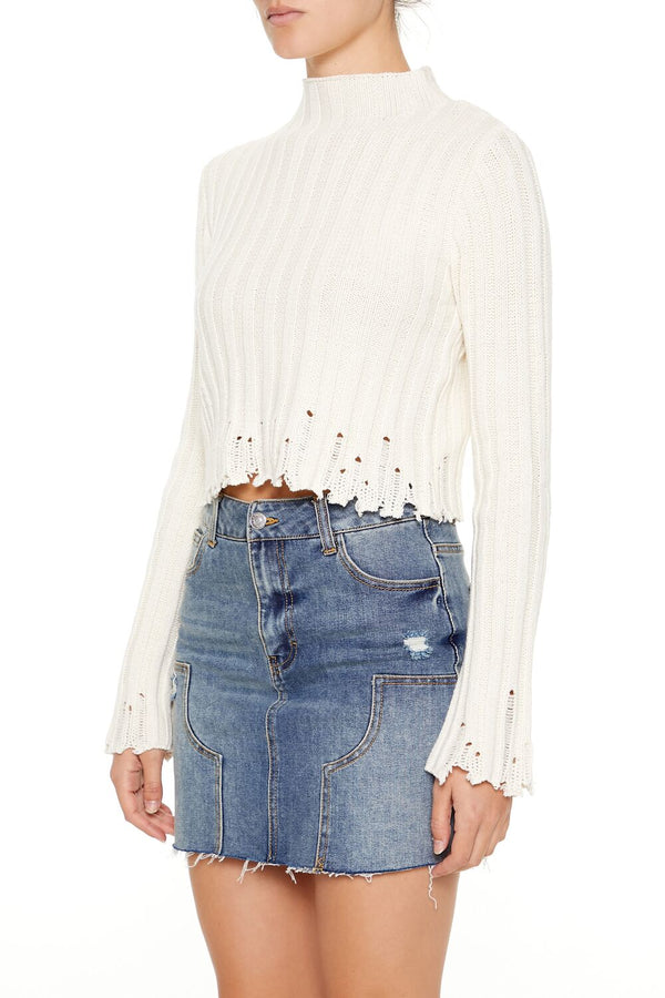 Forever 21 Distressed Mock Neck Sweater
