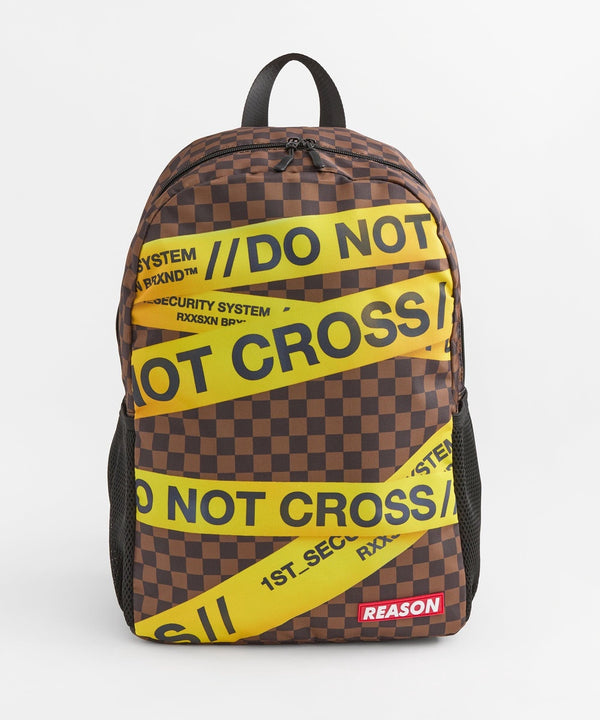 forever 21 Do Not Cross Checkered Print Backpack