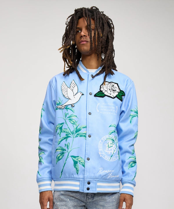 Forever 21 Dove Wool Varsity Jacket - Light Blue