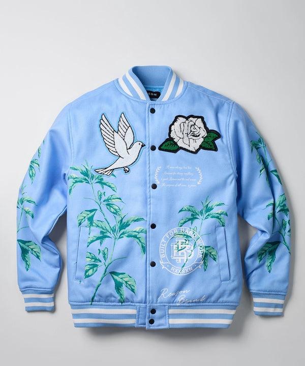 forever 21 Dove Wool Varsity Jacket - Light Blue