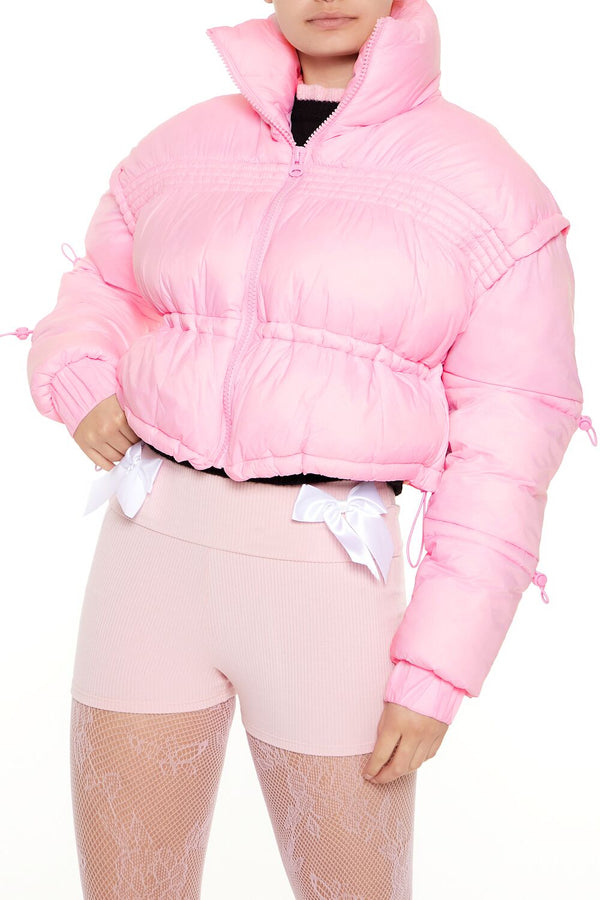 Forever 21 Drawstring Cropped Puffer Coat