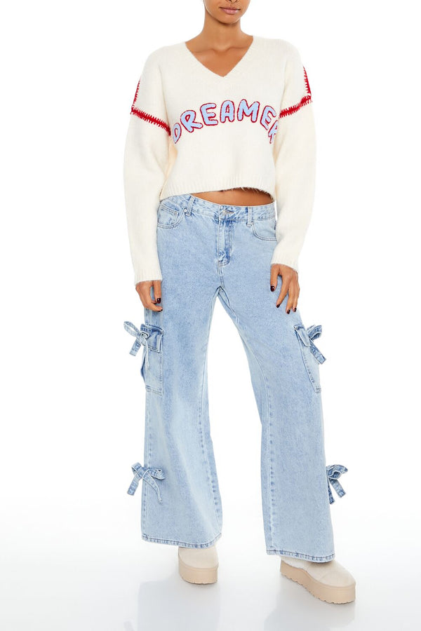Forever 21 Dreamer Patch Fuzzy Knit Sweater