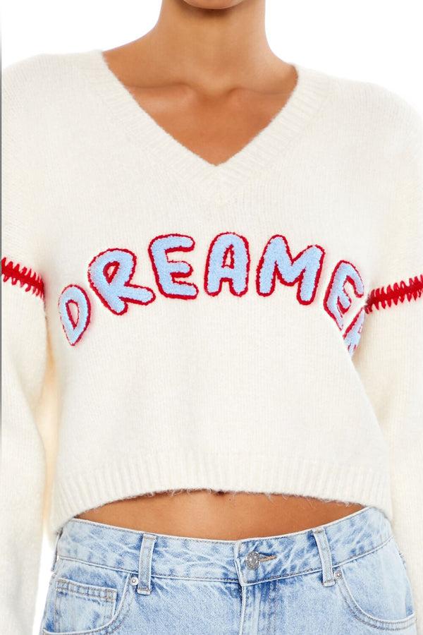 Forever 21 Dreamer Patch Fuzzy Knit Sweater