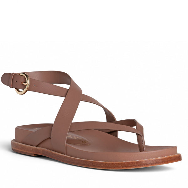 forever 21 Elise Brown Flat Leather Sandal