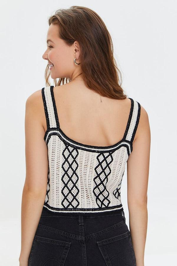 Forever 21 Embroidered Floral Crochet Crop Top