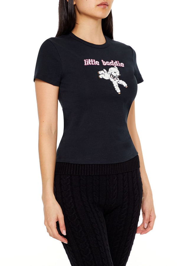 Forever 21 Embroidered Little Baddie Baby Tee