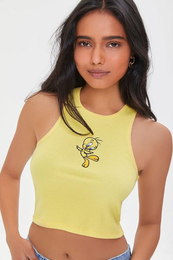 forever 21 Embroidered Tweety Bird Crop Top