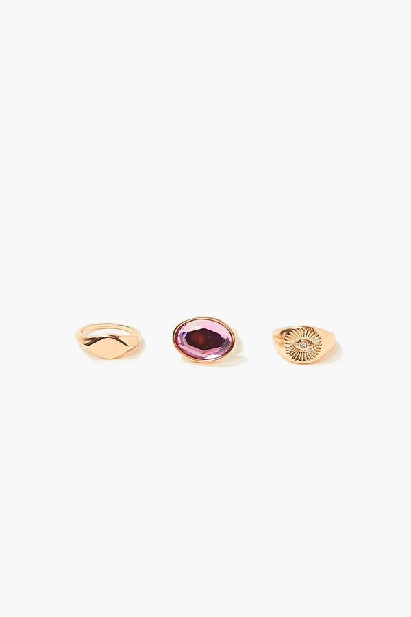 Forever 21 Engraved & Faux Gem Ring Set