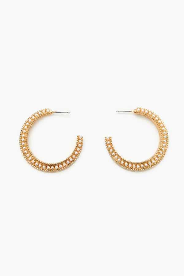 forever 21 Etched Faux Pearl Hoop Earrings