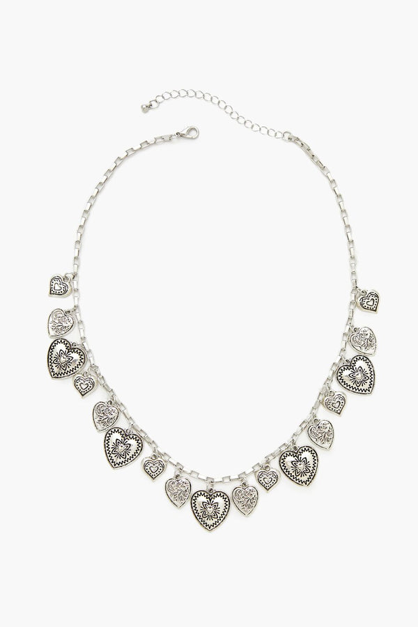 Forever 21 Etched Heart Charm Necklace