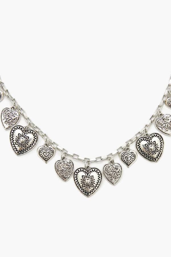 forever 21 Etched Heart Charm Necklace