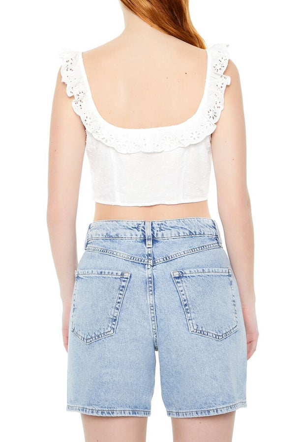Forever 21 Eyelet Ruffle-Trim Crop Top