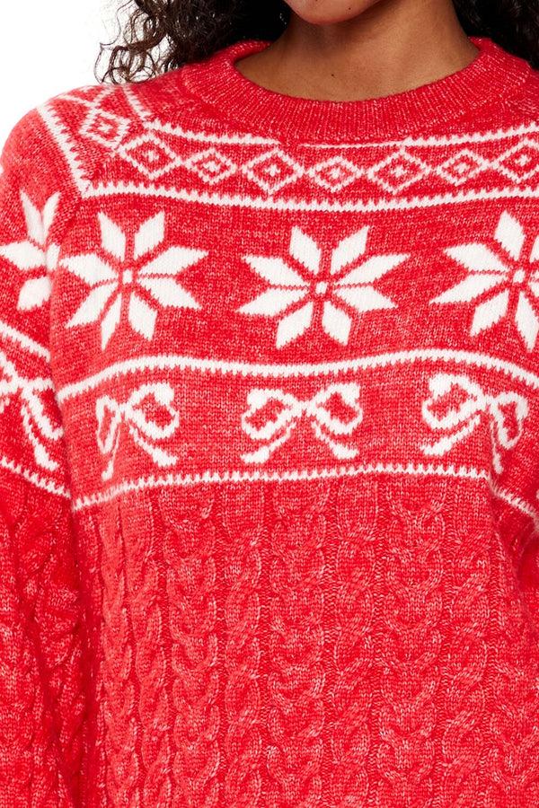 Forever 21 Fair Isle Bow Cable Knit Sweater