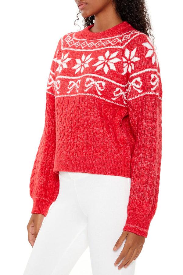 Forever 21 Fair Isle Bow Cable Knit Sweater