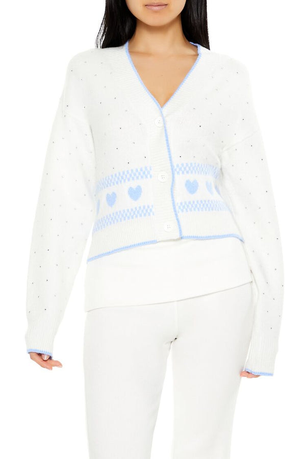 forever 21 Fair Isle Heart Cardigan Sweater