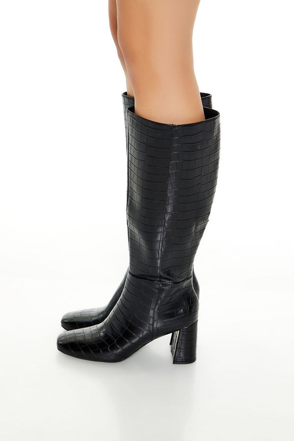 Forever 21 Faux Croc Knee-High Boots