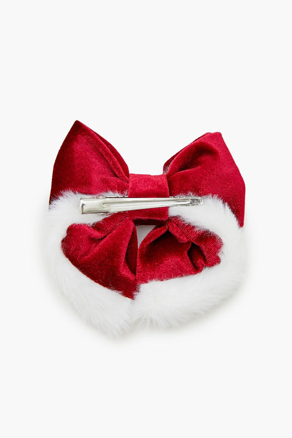 Forever 21 Faux Fur-Trim Bow Hair Barrette