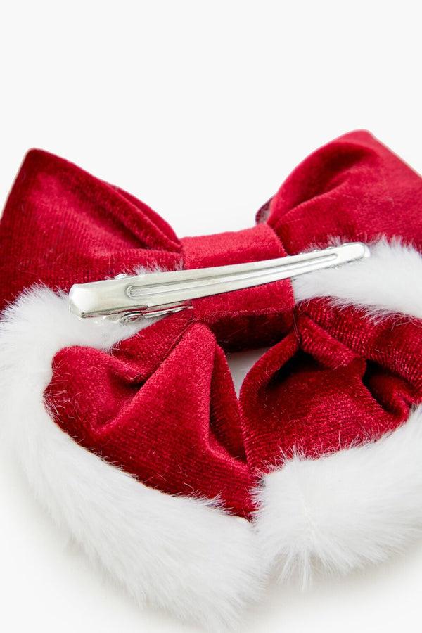 Forever 21 Faux Fur-Trim Bow Hair Barrette
