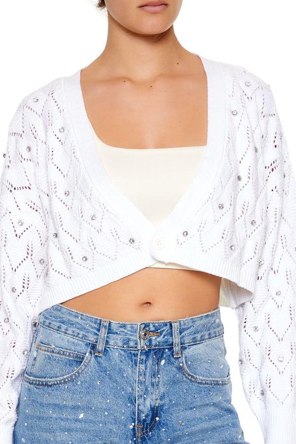 Forever 21 Faux Gem Cropped Cardigan Sweater