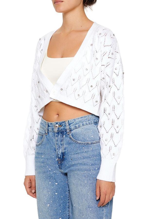 Forever 21 Faux Gem Cropped Cardigan Sweater