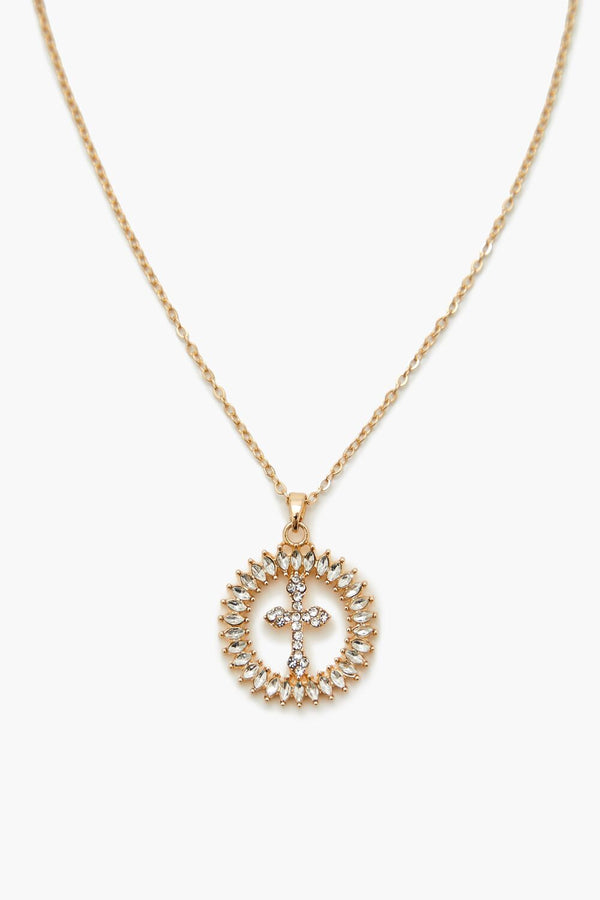 forever 21 Faux Gem Cross Pendant Necklace