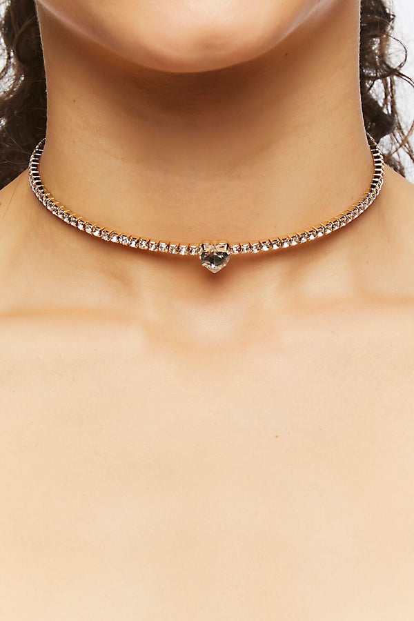 forever 21 Faux Gem Heart Choker Necklace