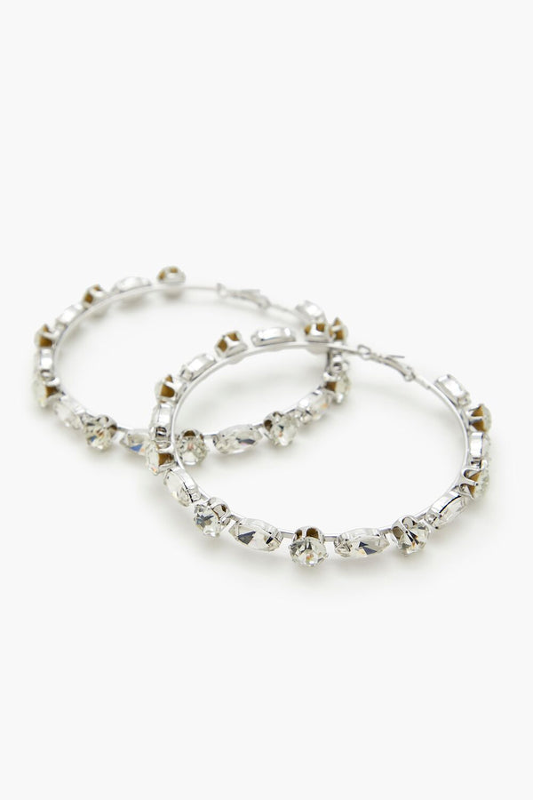 Forever 21 Faux Gem Hoop Earrings