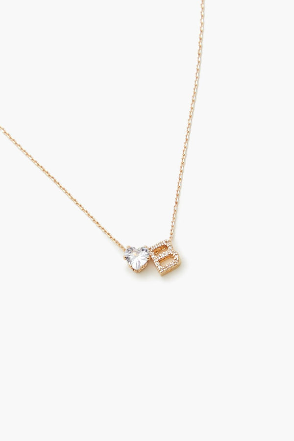 Forever 21 Faux Gem Initial Charm Necklace