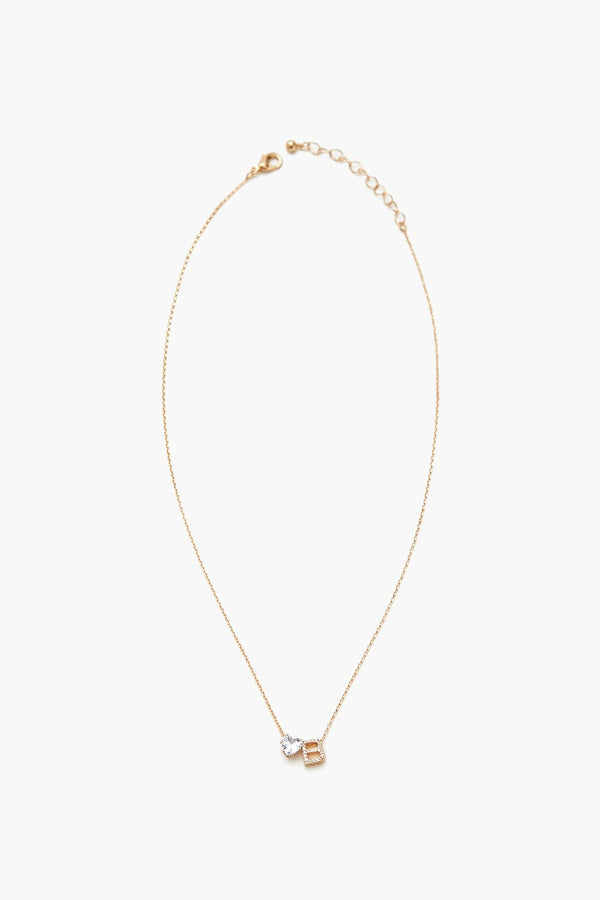 forever 21 Faux Gem Initial Charm Necklace