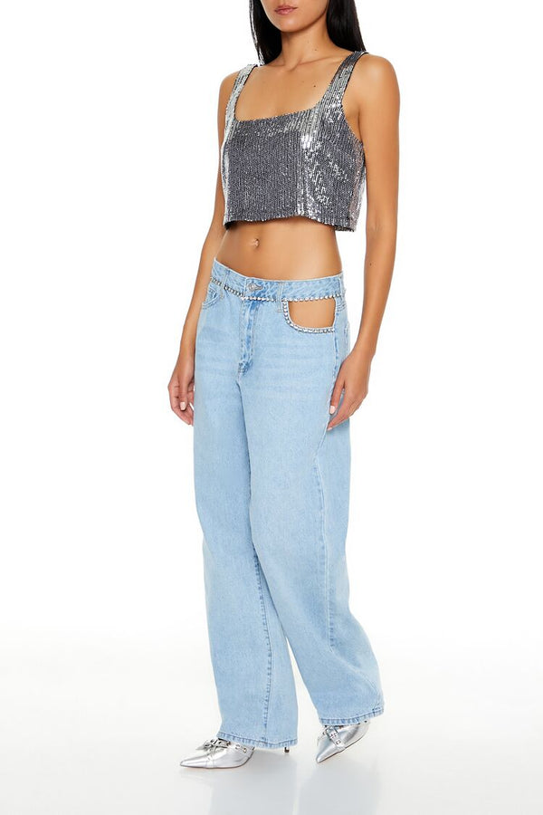 Forever 21 Faux Gem-Trim High-Rise Jeans
