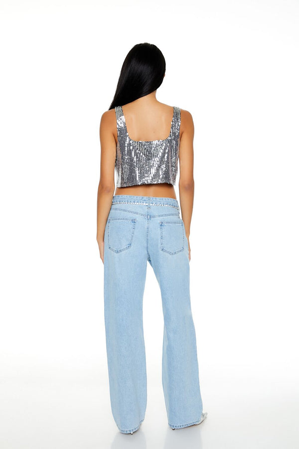 Forever 21 Faux Gem-Trim High-Rise Jeans