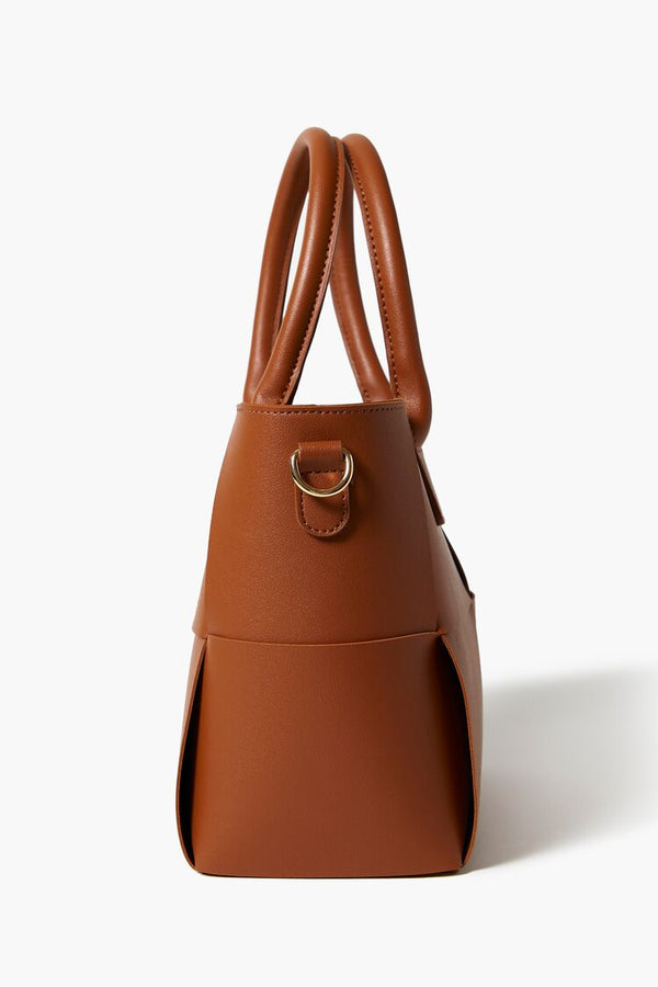 Forever 21 Faux Leather Basketwoven Tote Bag