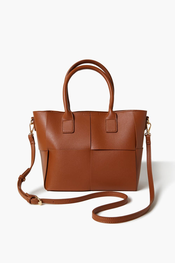 forever 21 Faux Leather Basketwoven Tote Bag