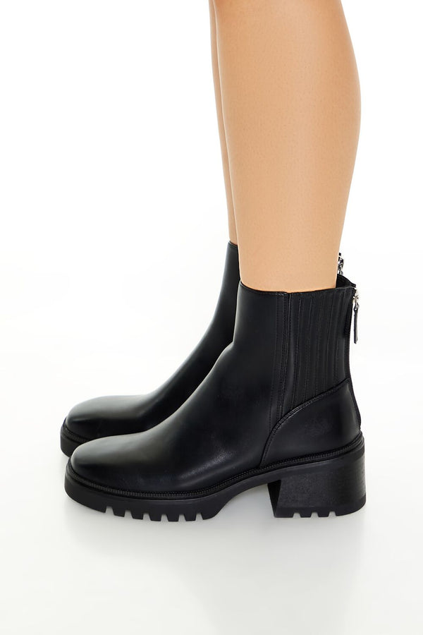Forever 21 Faux Leather Block Heel Booties