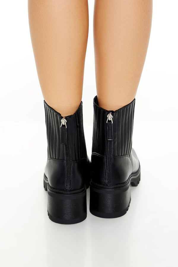 Forever 21 Faux Leather Block Heel Booties