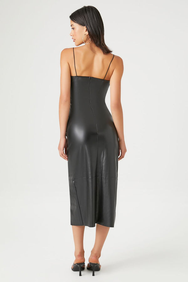 Forever 21 Faux Leather Bodycon Slit Dress
