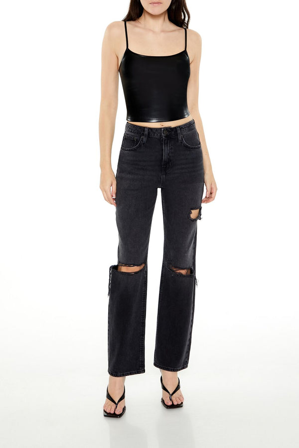 Forever 21 Faux Leather Cropped Cami