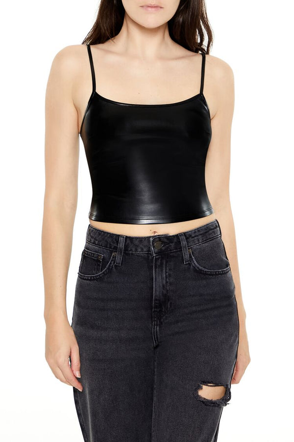 forever 21 Faux Leather Cropped Cami