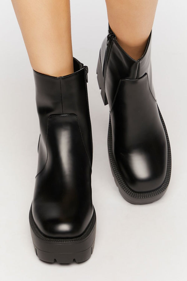Forever 21 Faux Leather Platform Lug Booties
