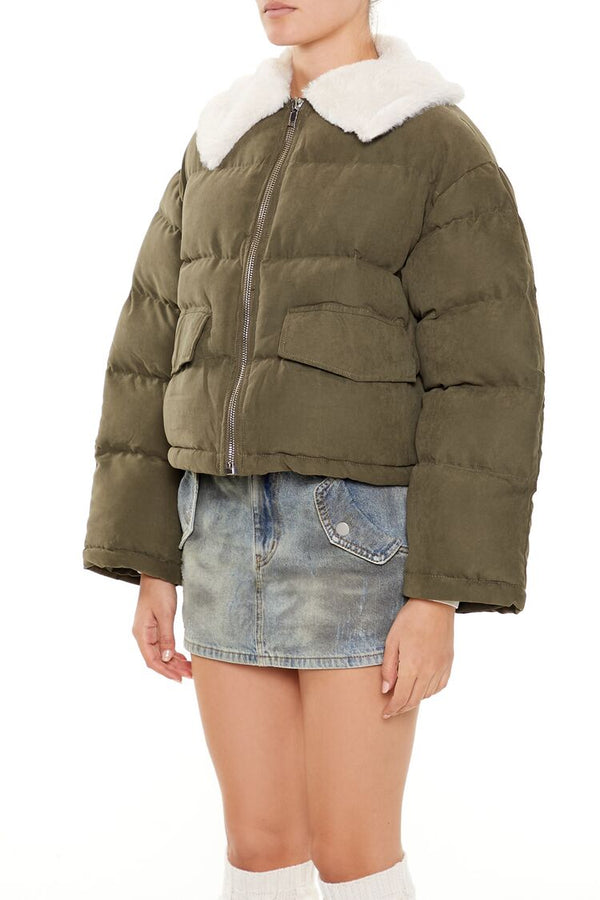 Forever 21 Faux Leather Puffer Jacket