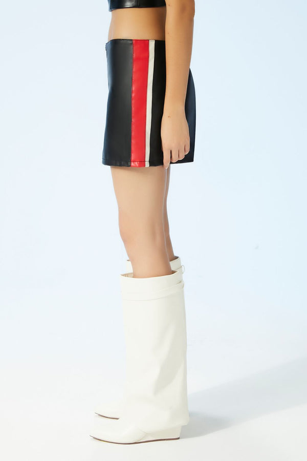 Forever 21 Faux Leather Striped Mini Skirt