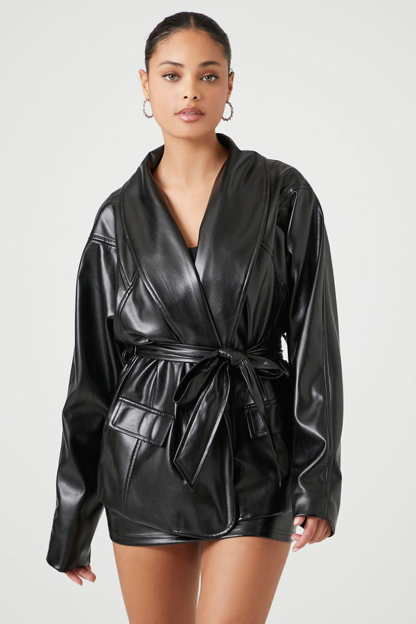forever 21 Faux Leather Wrap Jacket