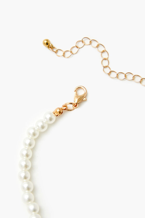 Forever 21 Faux Pearl Bow Pendant Necklace