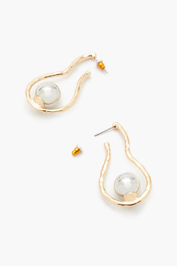 Forever 21 Faux Pearl Geo Drop Earrings