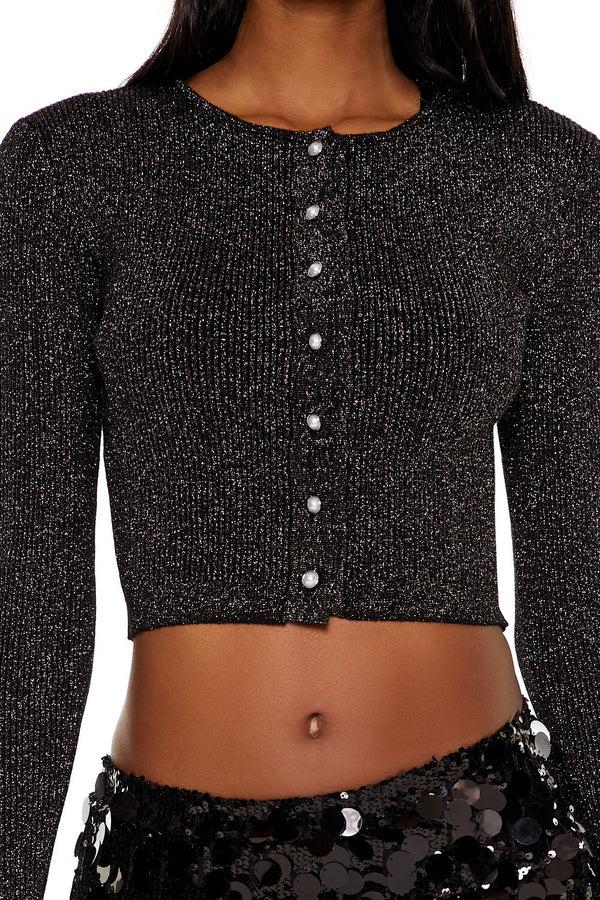 Forever 21 Faux Pearl Glitter Cardigan Sweater