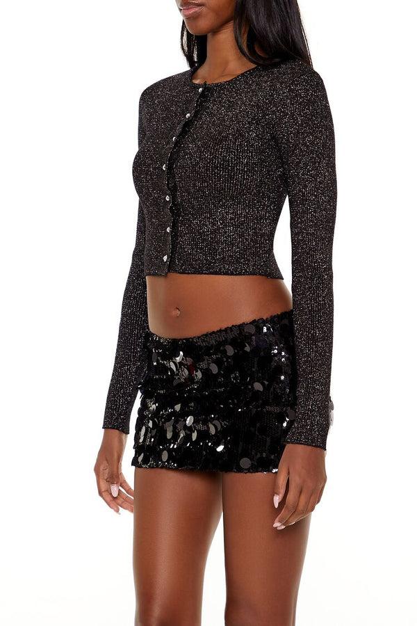 Forever 21 Faux Pearl Glitter Cardigan Sweater