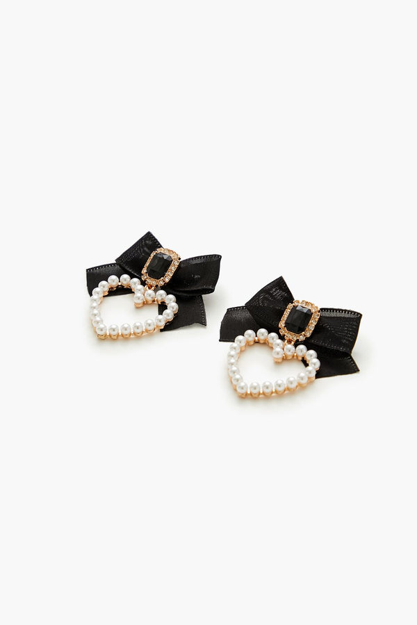 Forever 21 Faux Pearl Heart Drop Earrings