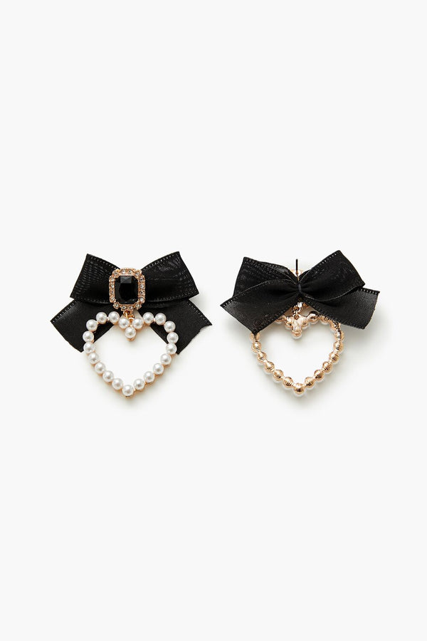 Forever 21 Faux Pearl Heart Drop Earrings